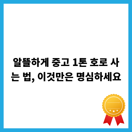 알뜰하게 중고 1톤 호로 사는 법, 이것만은 명심하세요