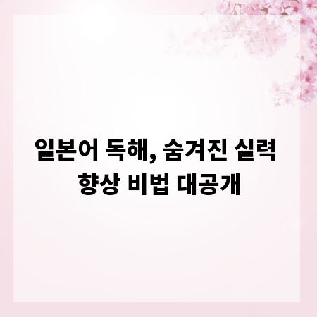 일본어 독해, 숨겨진 실력 향상 비법 대공개