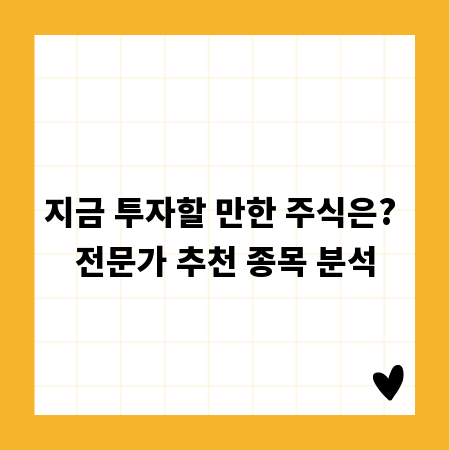 지금 투자할 만한 주식은? 전문가 추천 종목 분석