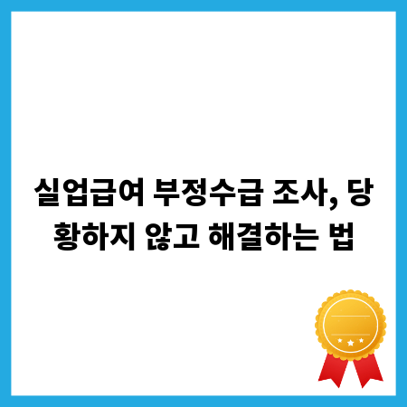 실업급여 부정수급 조사, 당황하지 않고 해결하는 법