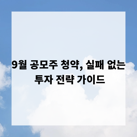 9월 공모주 청약, 실패 없는 투자 전략 가이드