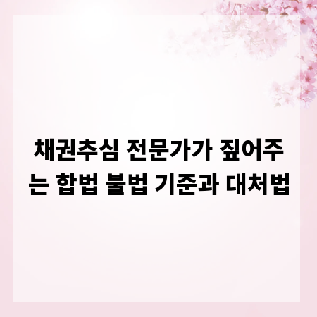 채권추심 전문가가 짚어주는 합법 불법 기준과 대처법