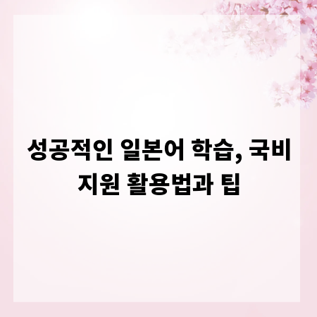 성공적인 일본어 학습, 국비지원 활용법과 팁