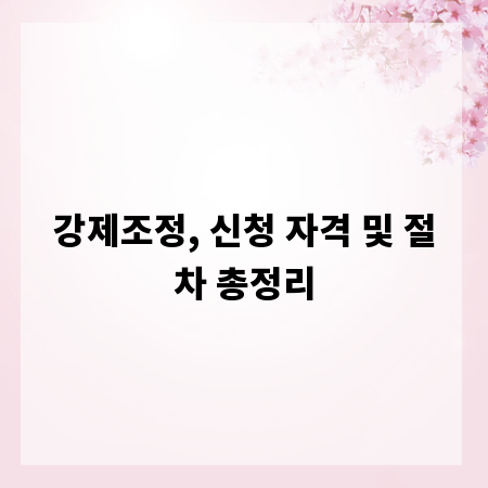 강제조정, 신청 자격 및 절차 총정리