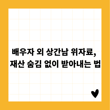 배우자 외 상간남 위자료, 재산 숨김 없이 받아내는 법