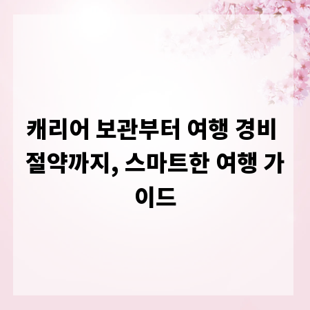 캐리어 보관부터 여행 경비 절약까지, 스마트한 여행 가이드