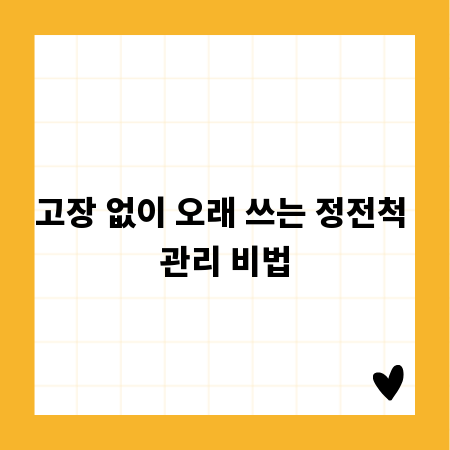 고장 없이 오래 쓰는 정전척 관리 비법