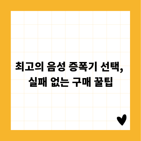 최고의 음성 증폭기 선택, 실패 없는 구매 꿀팁