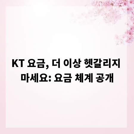 KT 요금, 더 이상 헷갈리지 마세요: 요금 체계 공개