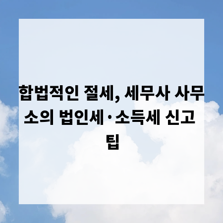 합법적인 절세, 세무사 사무소의 법인세·소득세 신고 팁