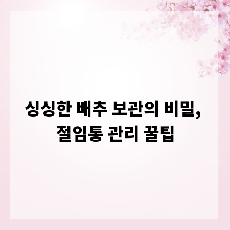싱싱한 배추 보관의 비밀, 절임통 관리 꿀팁
