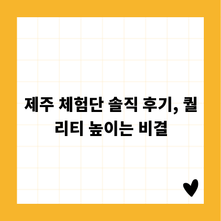 제주 체험단 솔직 후기, 퀄리티 높이는 비결