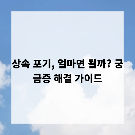상속 포기, 얼마면 될까? 궁금증 해결 가이드