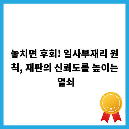놓치면 후회! 일사부재리 원칙, 재판의 신뢰도를 높이는 열쇠