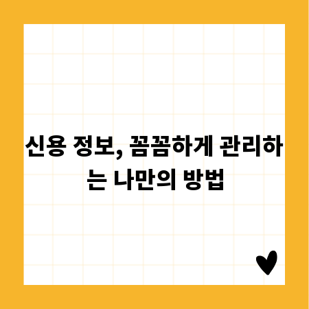 신용 정보, 꼼꼼하게 관리하는 나만의 방법