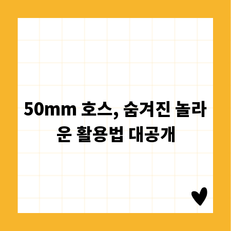 50mm 호스, 숨겨진 놀라운 활용법 대공개