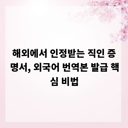 해외에서 인정받는 직인 증명서, 외국어 번역본 발급 핵심 비법