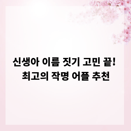 신생아 이름 짓기 고민 끝! 최고의 작명 어플 추천