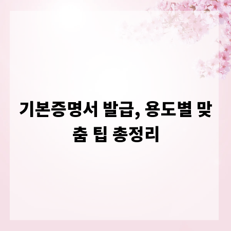 기본증명서 발급, 용도별 맞춤 팁 총정리
