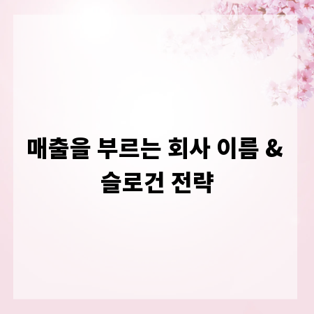 매출을 부르는 회사 이름 & 슬로건 전략