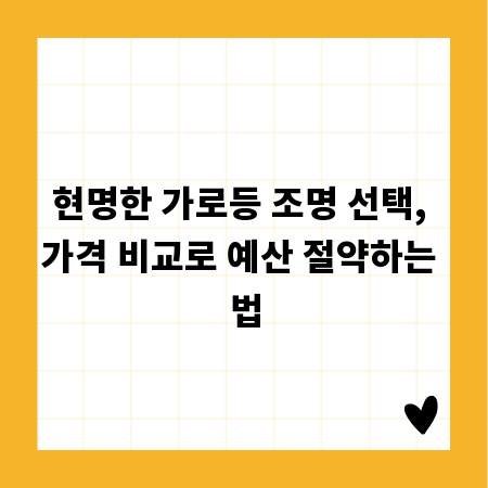 현명한 가로등 조명 선택, 가격 비교로 예산 절약하는 법