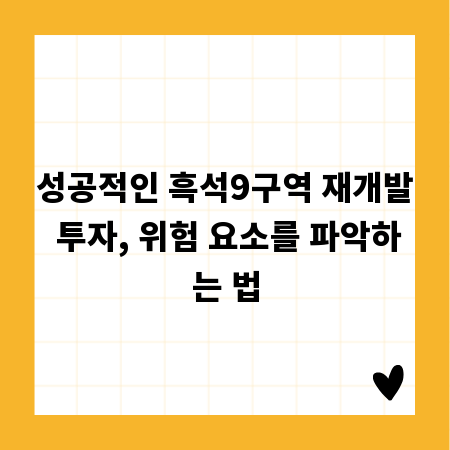 성공적인 흑석9구역 재개발 투자, 위험 요소를 파악하는 법