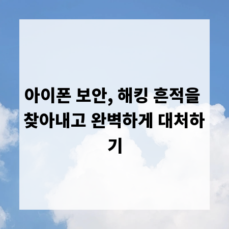 아이폰 보안, 해킹 흔적을 찾아내고 완벽하게 대처하기