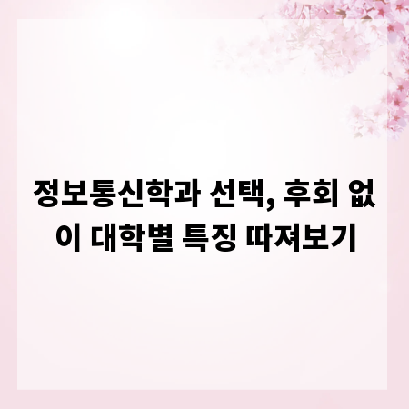 정보통신학과 선택, 후회 없이 대학별 특징 따져보기