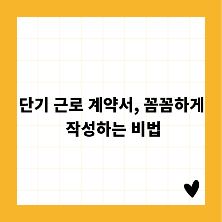 단기 근로 계약서, 꼼꼼하게 작성하는 비법