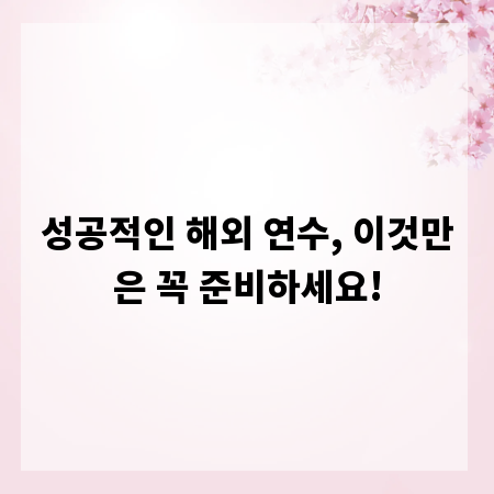 성공적인 해외 연수, 이것만은 꼭 준비하세요!