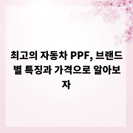 최고의 자동차 PPF, 브랜드별 특징과 가격으로 알아보자