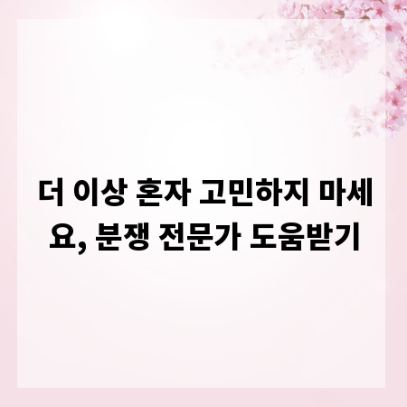 더 이상 혼자 고민하지 마세요, 분쟁 전문가 도움받기