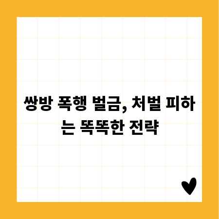 쌍방 폭행 벌금, 처벌 피하는 똑똑한 전략