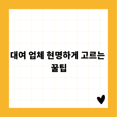대여 업체 현명하게 고르는 꿀팁