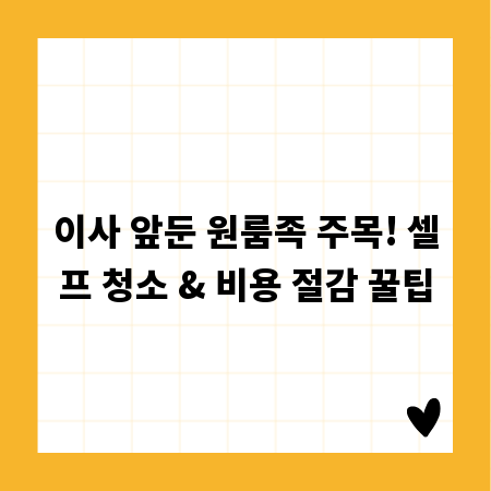 이사 앞둔 원룸족 주목! 셀프 청소 & 비용 절감 꿀팁