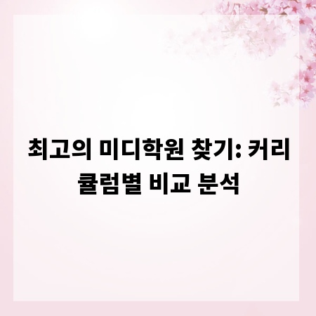 최고의 미디학원 찾기: 커리큘럼별 비교 분석