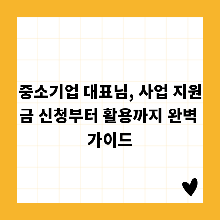 중소기업 대표님, 사업 지원금 신청부터 활용까지 완벽 가이드