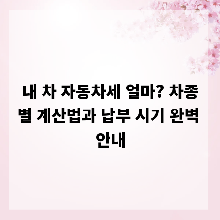 내 차 자동차세 얼마? 차종별 계산법과 납부 시기 완벽 안내