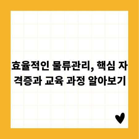 효율적인 물류관리, 핵심 자격증과 교육 과정 알아보기