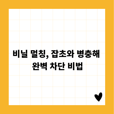 비닐 멀칭, 잡초와 병충해 완벽 차단 비법