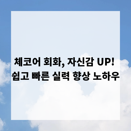 체코어 회화, 자신감 UP! 쉽고 빠른 실력 향상 노하우