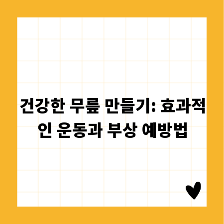 건강한 무릎 만들기: 효과적인 운동과 부상 예방법