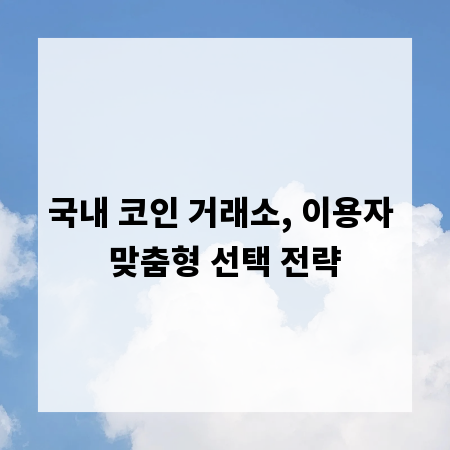 국내 코인 거래소, 이용자 맞춤형 선택 전략