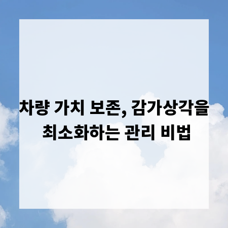 차량 가치 보존, 감가상각을 최소화하는 관리 비법