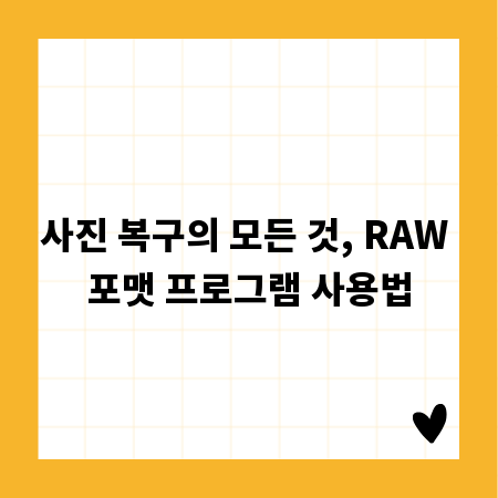사진 복구의 모든 것, RAW 포맷 프로그램 사용법