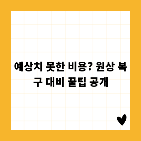 예상치 못한 비용? 원상 복구 대비 꿀팁 공개