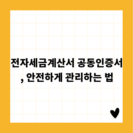 전자세금계산서 공동인증서, 안전하게 관리하는 법