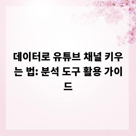데이터로 유튜브 채널 키우는 법: 분석 도구 활용 가이드