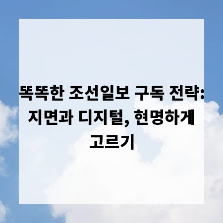 똑똑한 조선일보 구독 전략: 지면과 디지털, 현명하게 고르기