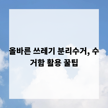 올바른 쓰레기 분리수거, 수거함 활용 꿀팁